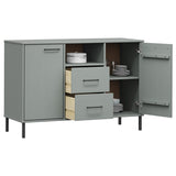Vidaxl dressoir met metalen poten oslo 113x40x77 cm grenenhout grijs