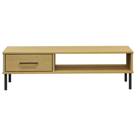 Vidaxl salontafel met metalen poten oslo massief grenenhout bruin