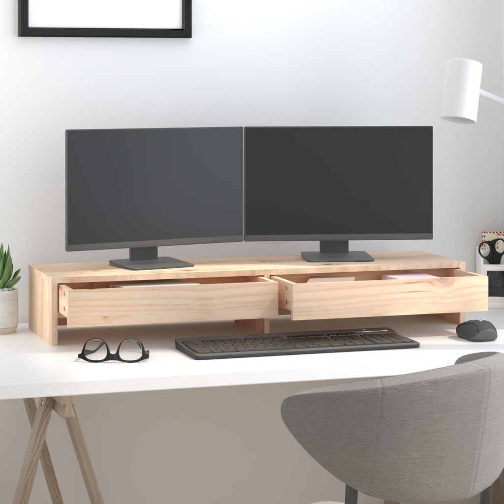 Vidaxl Monitor Standard 100x27x15 cm Solid Pine