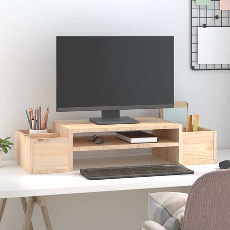 Vidaxl monitorstandaard 70x27,5x15 cm massief grenenhout
