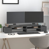 Vidaxl monitorstandaard 100x27,5x15 cm massief grenenhout grijs