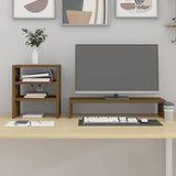 Vidaxl monitorstandaard 81x20x30 cm massief grenenhout honingbruin