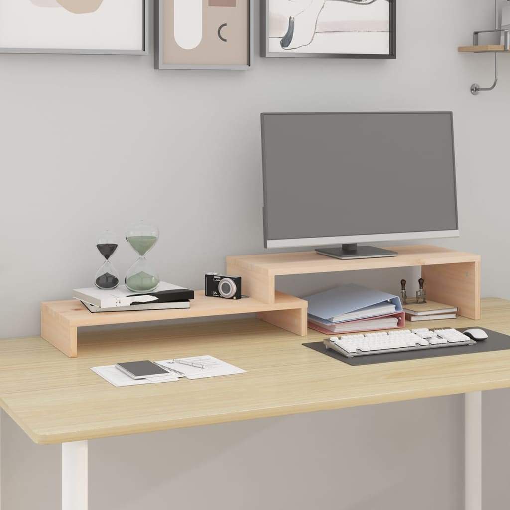 Vidaxl monitorstandaard (52-101)x22x14 cm massief grenenhout