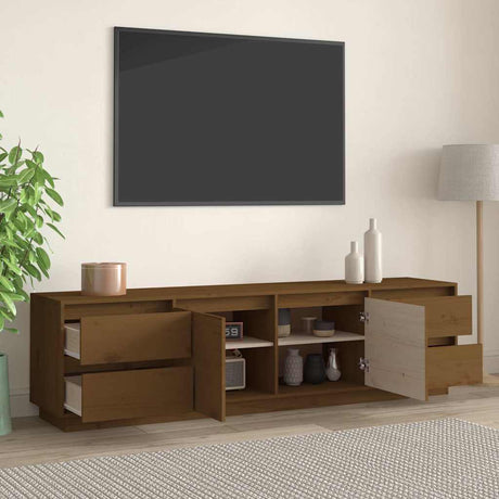 Vidaxl tv-meubel 176x37x47,5 cm massief grenenhout honingbruin
