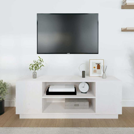 Vidaxl tv-meubel 110x35x40,5 cm massief grenenhout wit