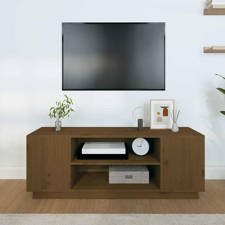 Vidaxl tv-meubel 110x35x40,5 cm massief grenenhout honingbruin