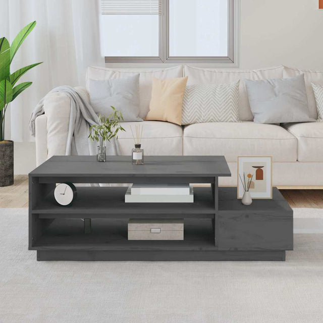 Vidaxl salontafel 120x50x40,5 cm massief grenenhout grijs
