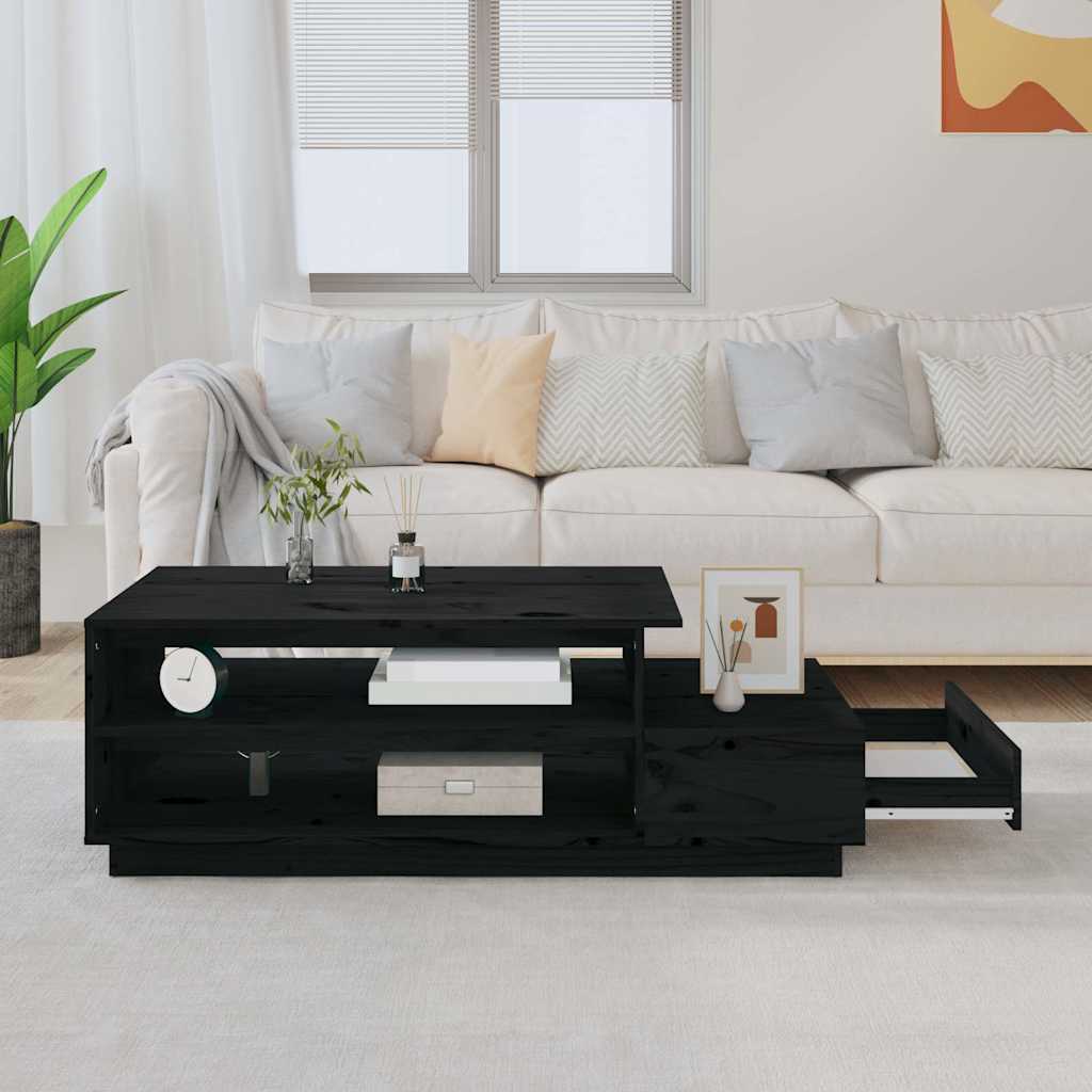 Vidaxl salontafel 120x50x40,5 cm massief grenenhout zwart