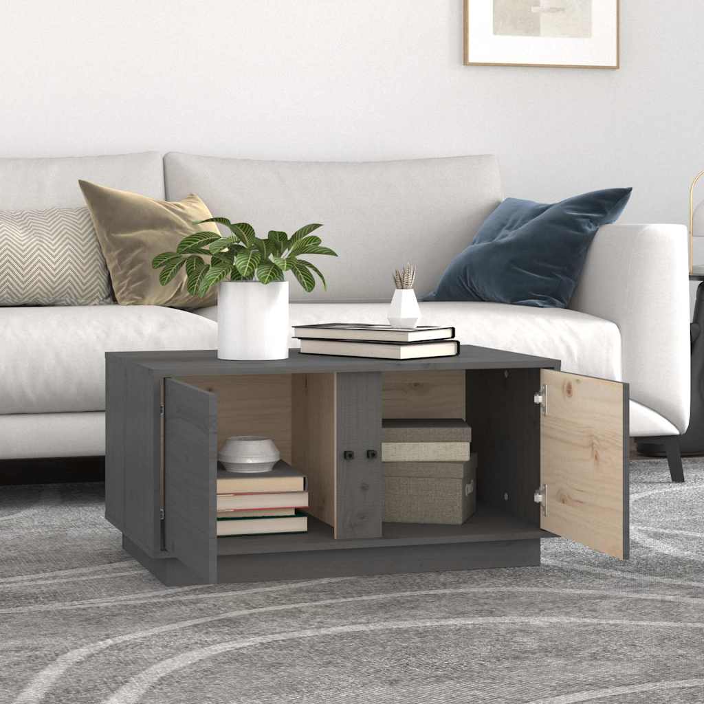 Vidaxl salontafel 80x50x40 cm massief grenenhout grijs
