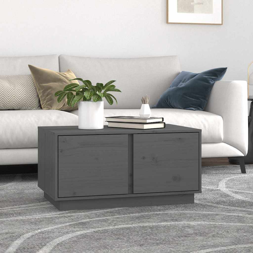 Vidaxl salontafel 80x50x40 cm massief grenenhout grijs