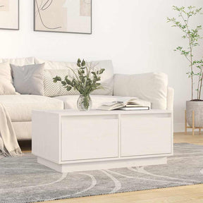 Vidaxl salontafel 80x50x35 cm massief grenenhout wit