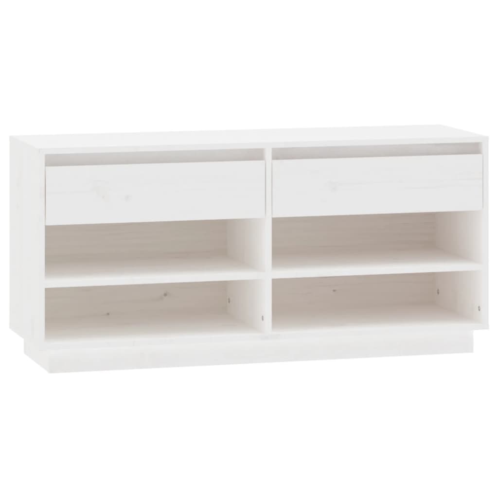 Vidaxl Cabinet da scarpe 110x34x52 cm Pino solido bianco