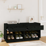 Vidaxl Shoe Cabinet 110x34x52 cm Solid fyrretræ sort