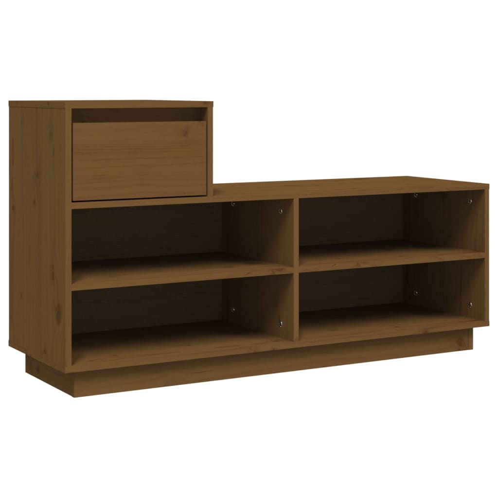 Vidaxl Cabinet da scarpe 110x34x61 cm Miele di pino solido