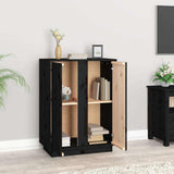Vidaxl dressoir 60x35x80 cm massief grenenhout zwart
