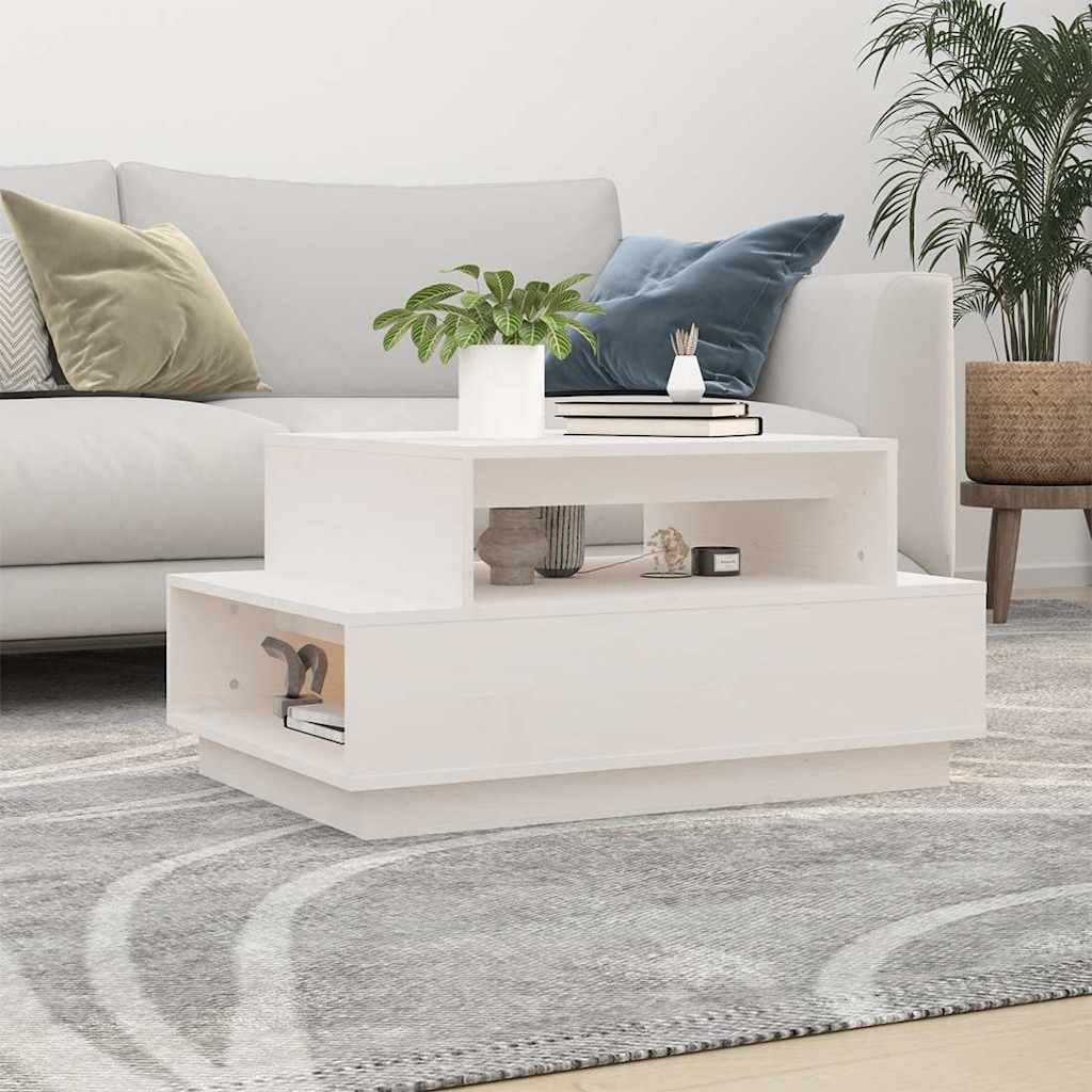 Vidaxl salontafel 80x55x40,5 cm massief grenenhout wit