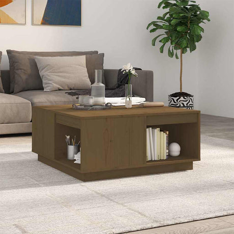 Vidaxl salontafel 80x81x36,5 cm massief grenenhout honingbruin