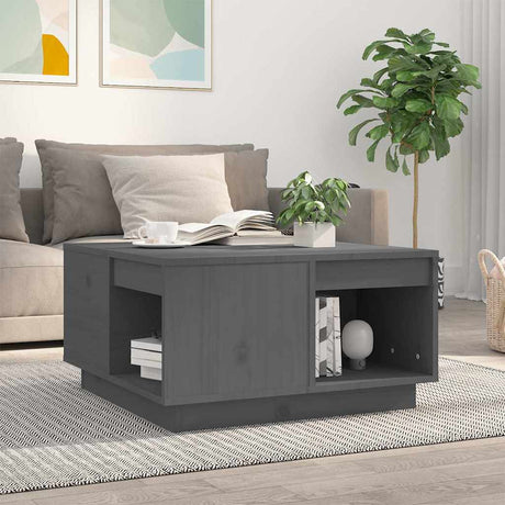 Vidaxl salontafel 60x61x32,5 cm massief grenenhout grijs