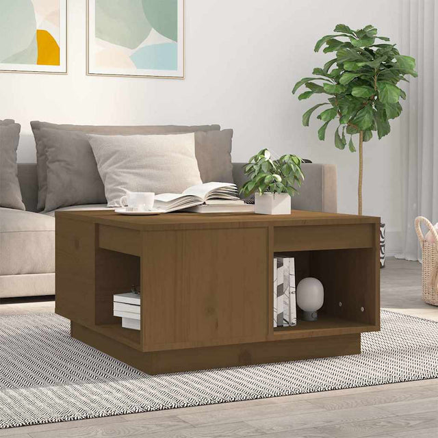 Vidaxl salontafel 60x61x32,5 cm massief grenenhout honingbruin