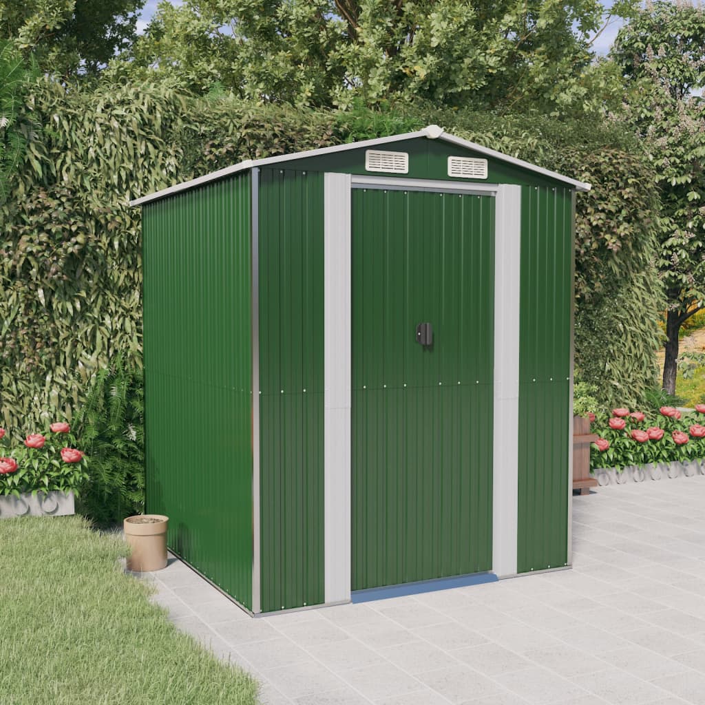 Vidaxl Garden shed 192x191x223 cm galvanized steel green