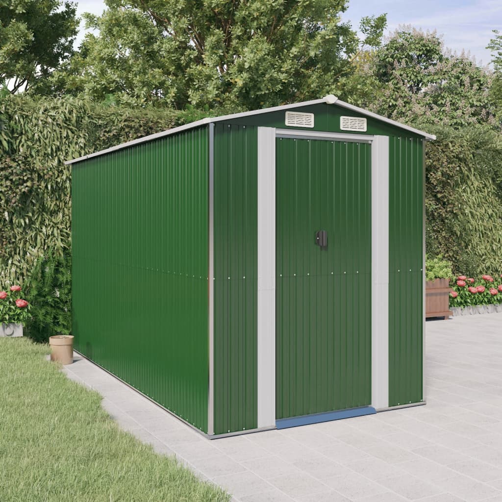 VidaXL Tuinschuur 192x357x223 cm gegalvaniseerd staal groen