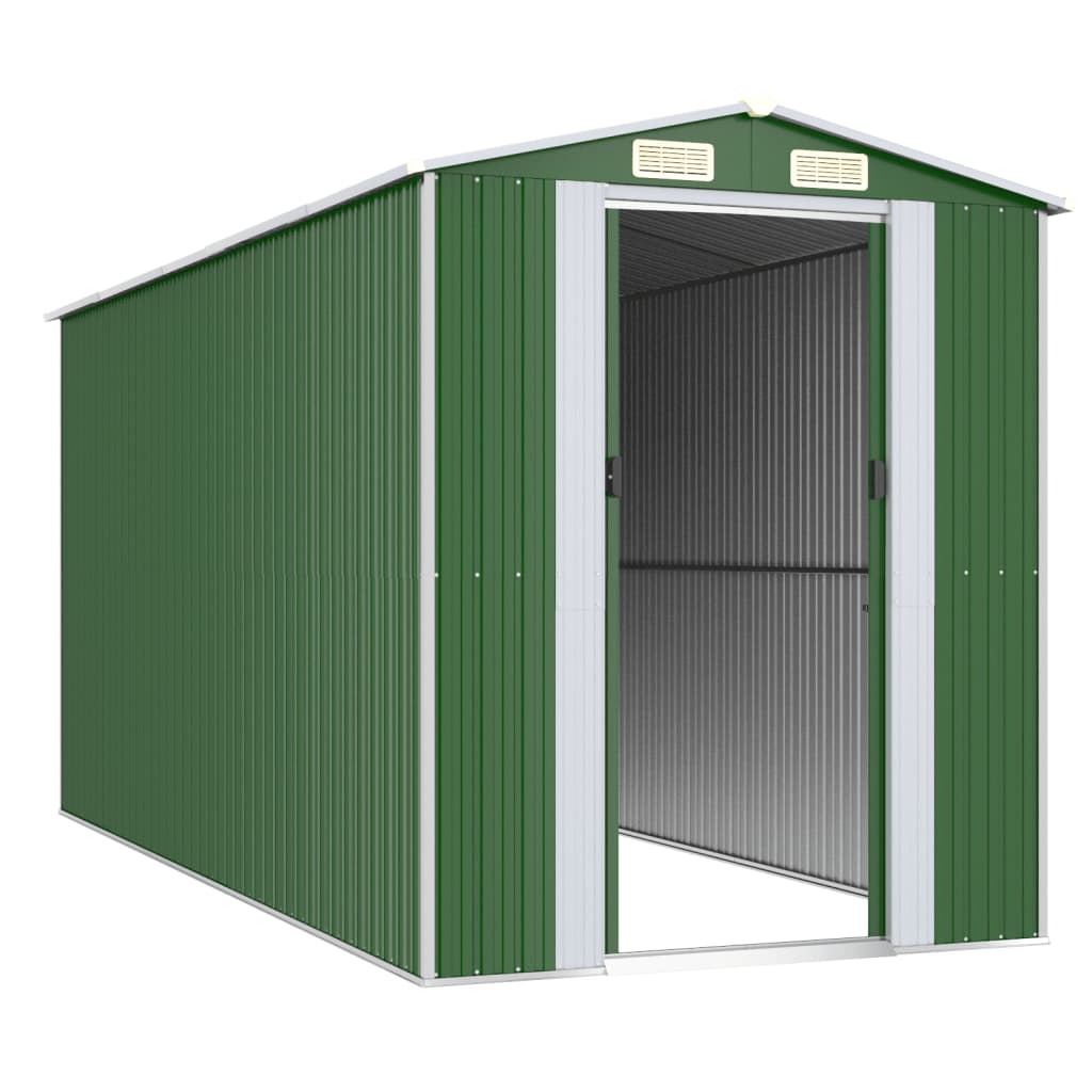 Vidaxl Garden shed 192x440x223 cm Galvanized steel green