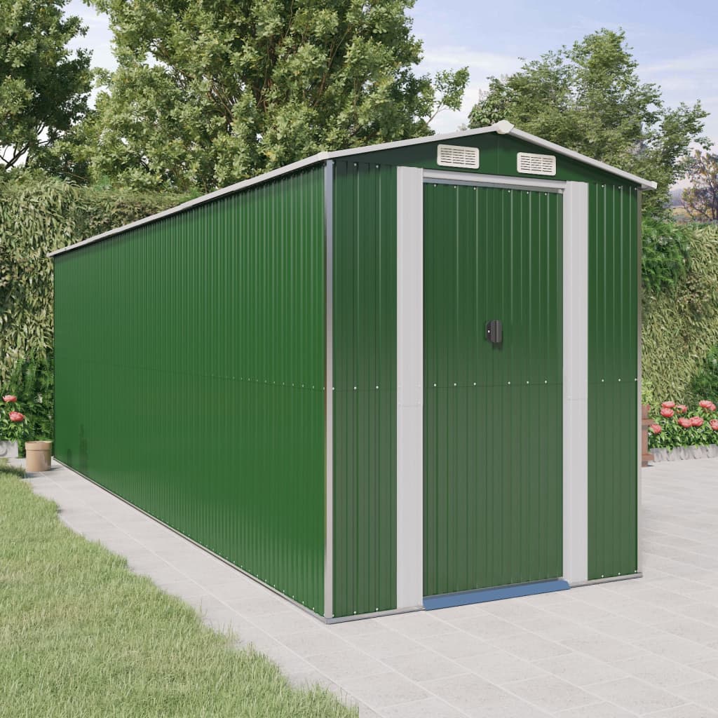 Vidaxl Garden shed 192x606x223 cm Galvanized steel green