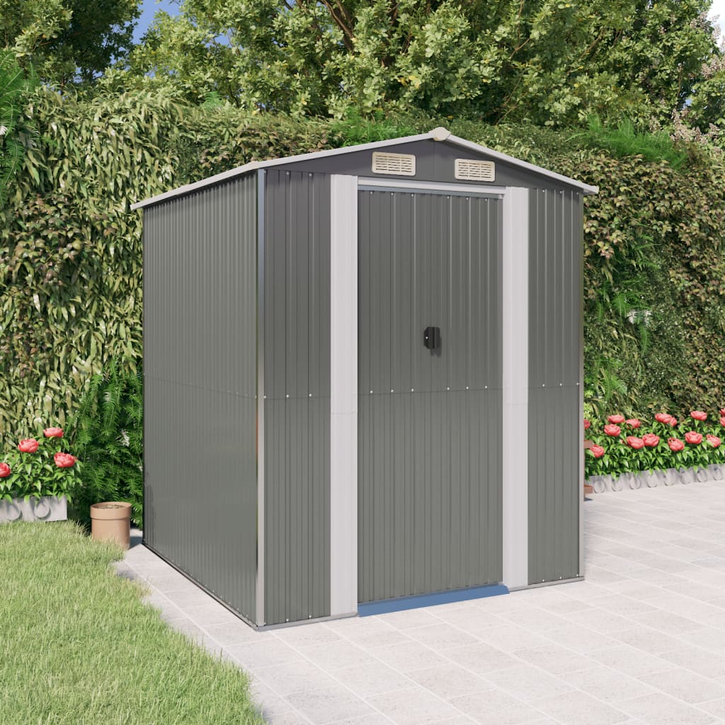 Vidaxl Garden Shed 192x191x223 cm Galvaniseret stållysgrå