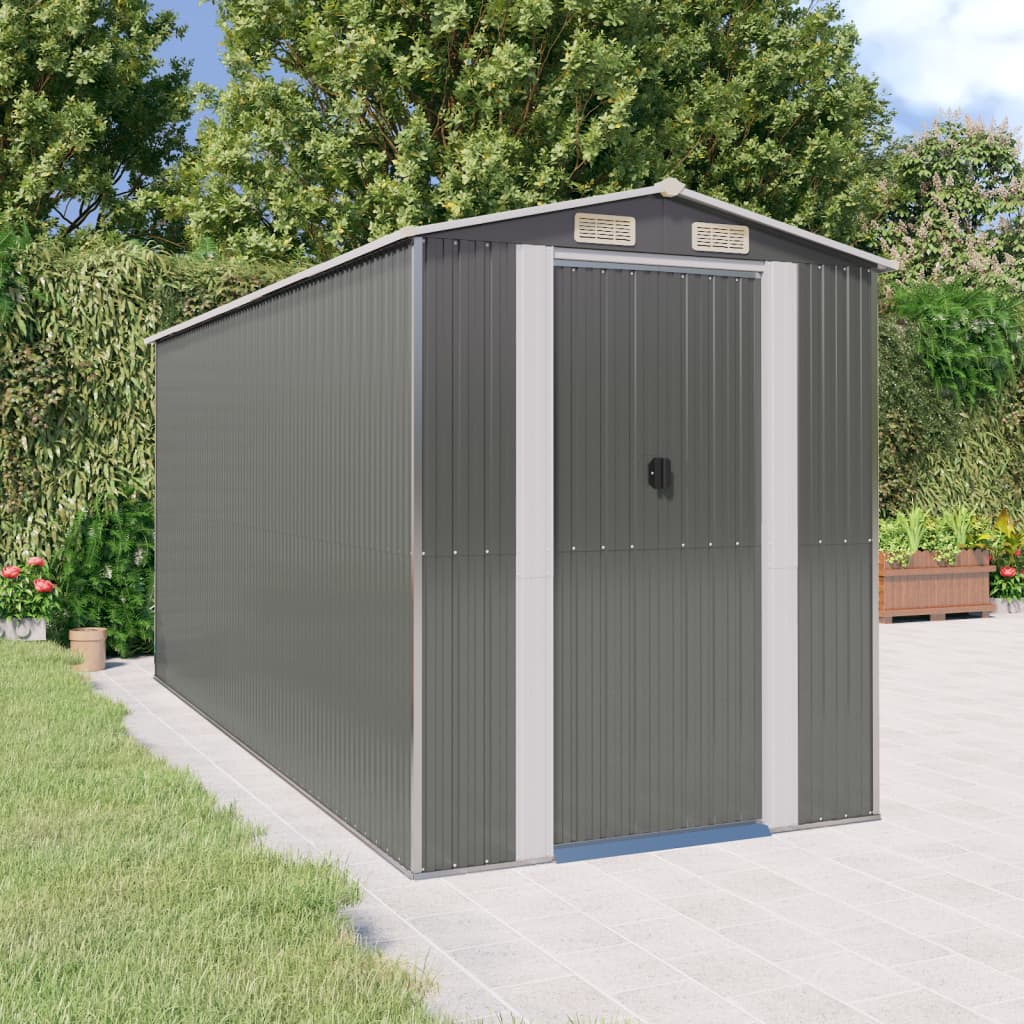 Vidaxl Garden Shed 192x440x223 cm ocynkowana stalowa jasnoszare szary