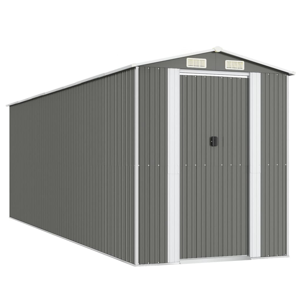 Vidaxl garden shed 192x606x223 cm galvanized steel light gray