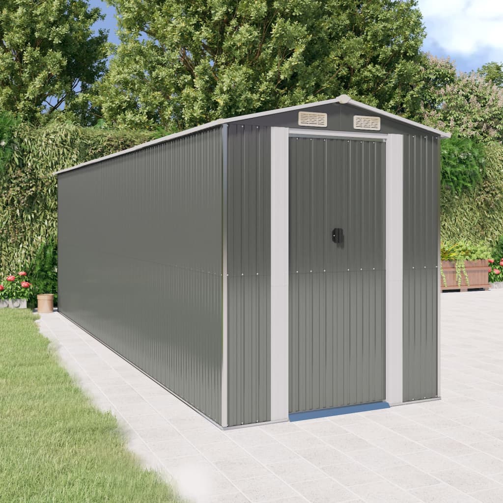 Vidaxl garden shed 192x606x223 cm galvanized steel light gray