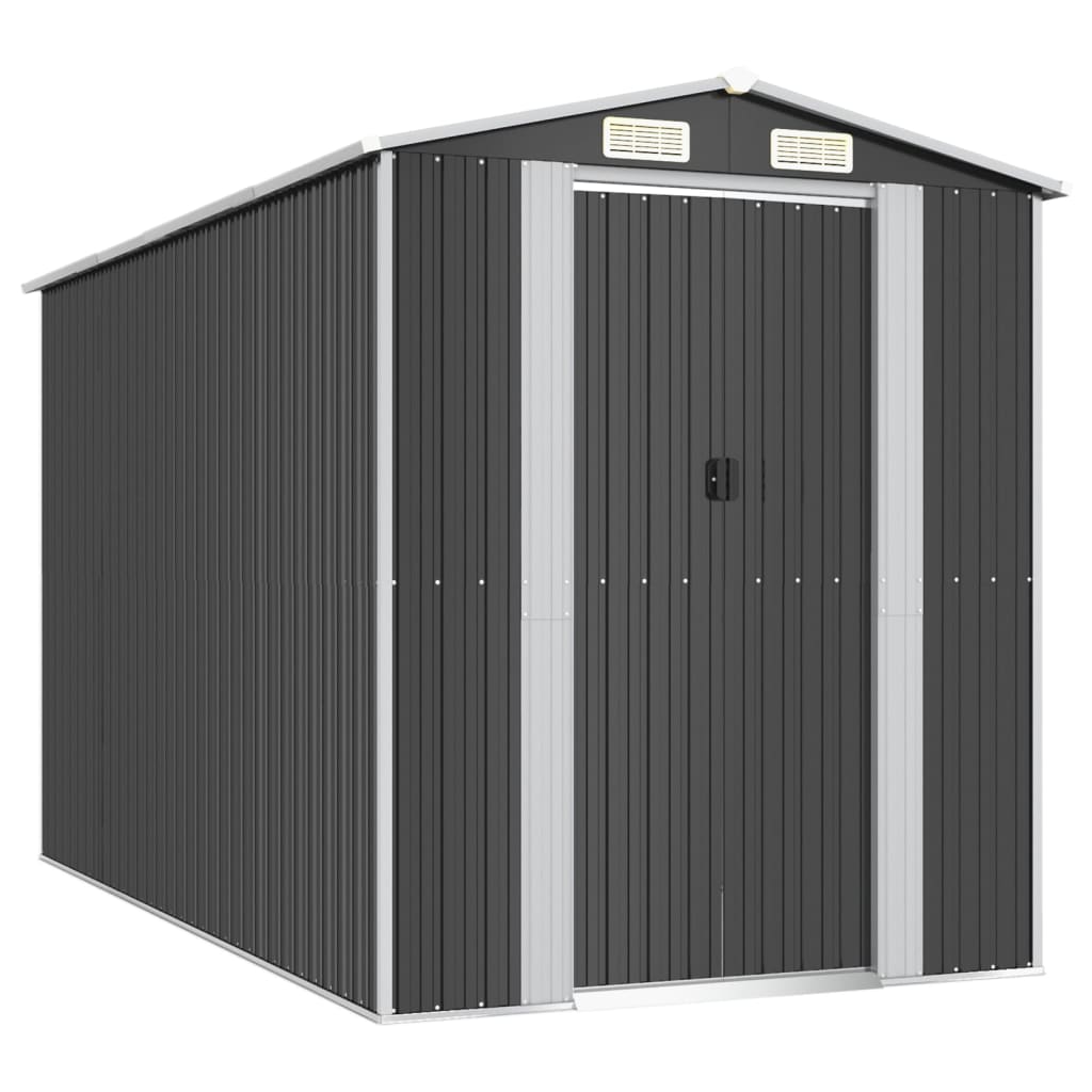 Vidaxl garden shed 192x357x223 cm galvanized steel anthracite -colored