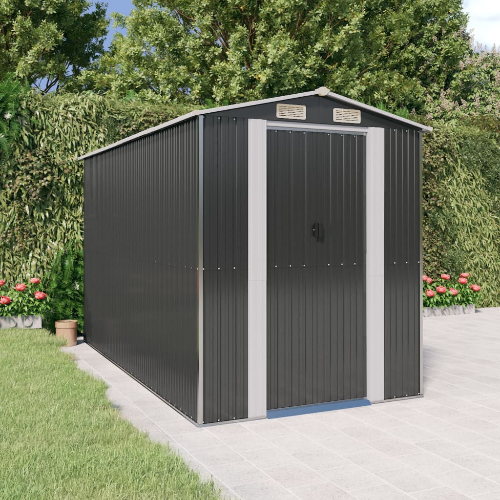 Vidaxl garden shed 192x357x223 cm galvanized steel anthracite -colored