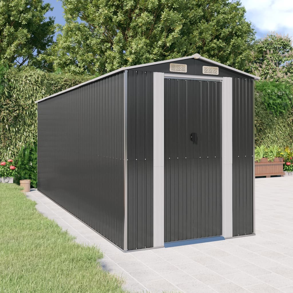 Vidaxl garden shed 192x523x223 cm galvanized steel anthracite -colored