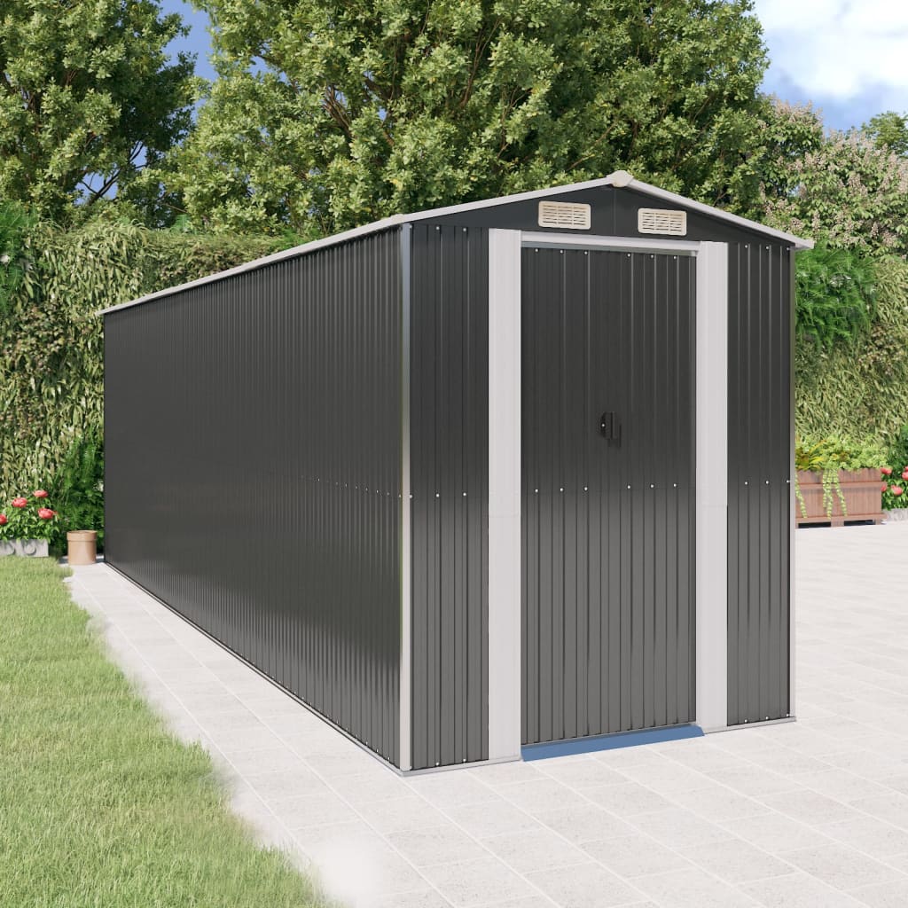 Vidaxl garden shed 192x606x223 cm galvanized steel anthracite -colored