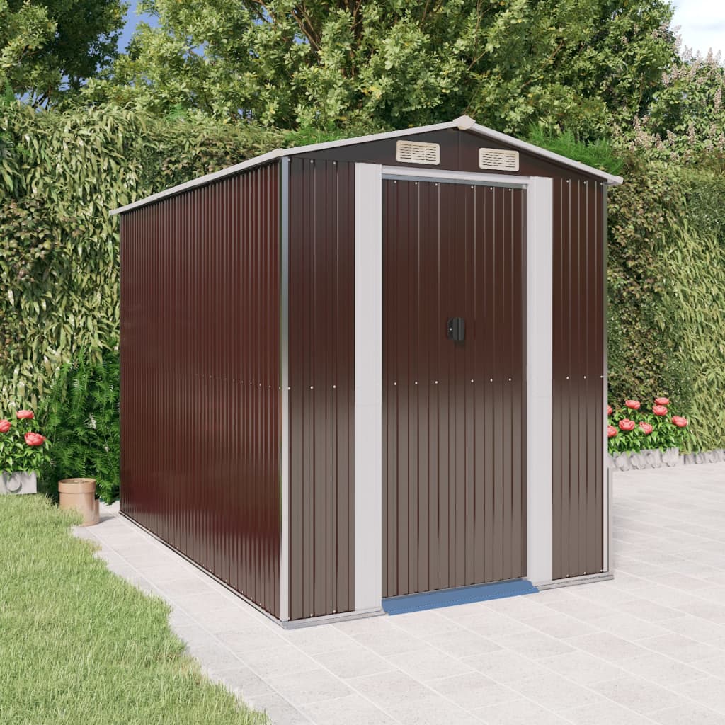 Vidaxl Garden Shed 192x274x223 cm galvanizovaná ocel tmavě hnědá