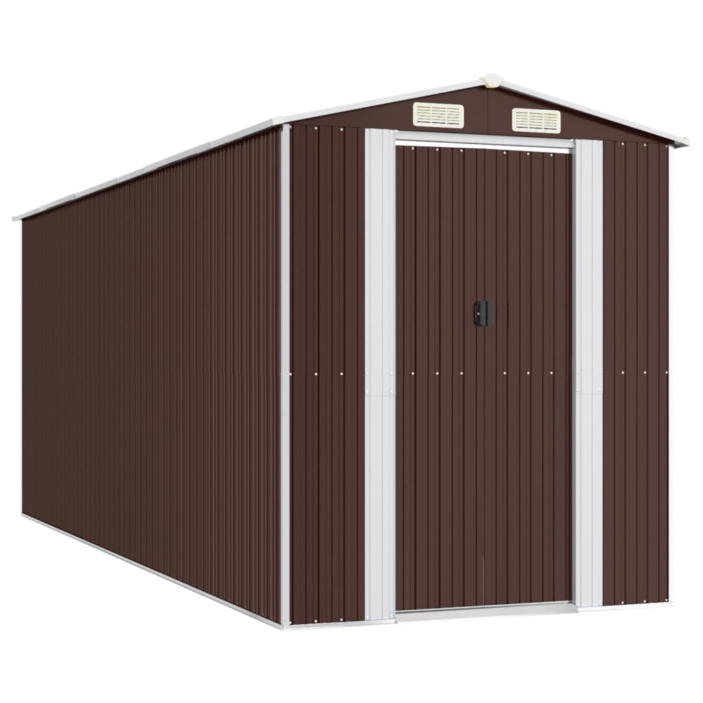 Vidaxl Garden Shed 192x523x223 cm galvanisert stål mørkebrun