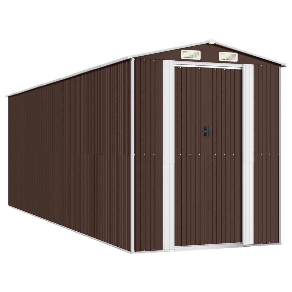 Vidaxl Garden Shed 192x606x223 cm pocinkano jeklo temno rjava