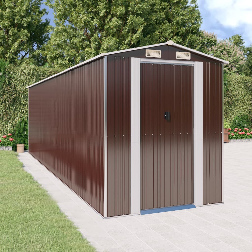 Vidaxl Garden Shed 192x689x223 cm galvanisert stål mørkebrun