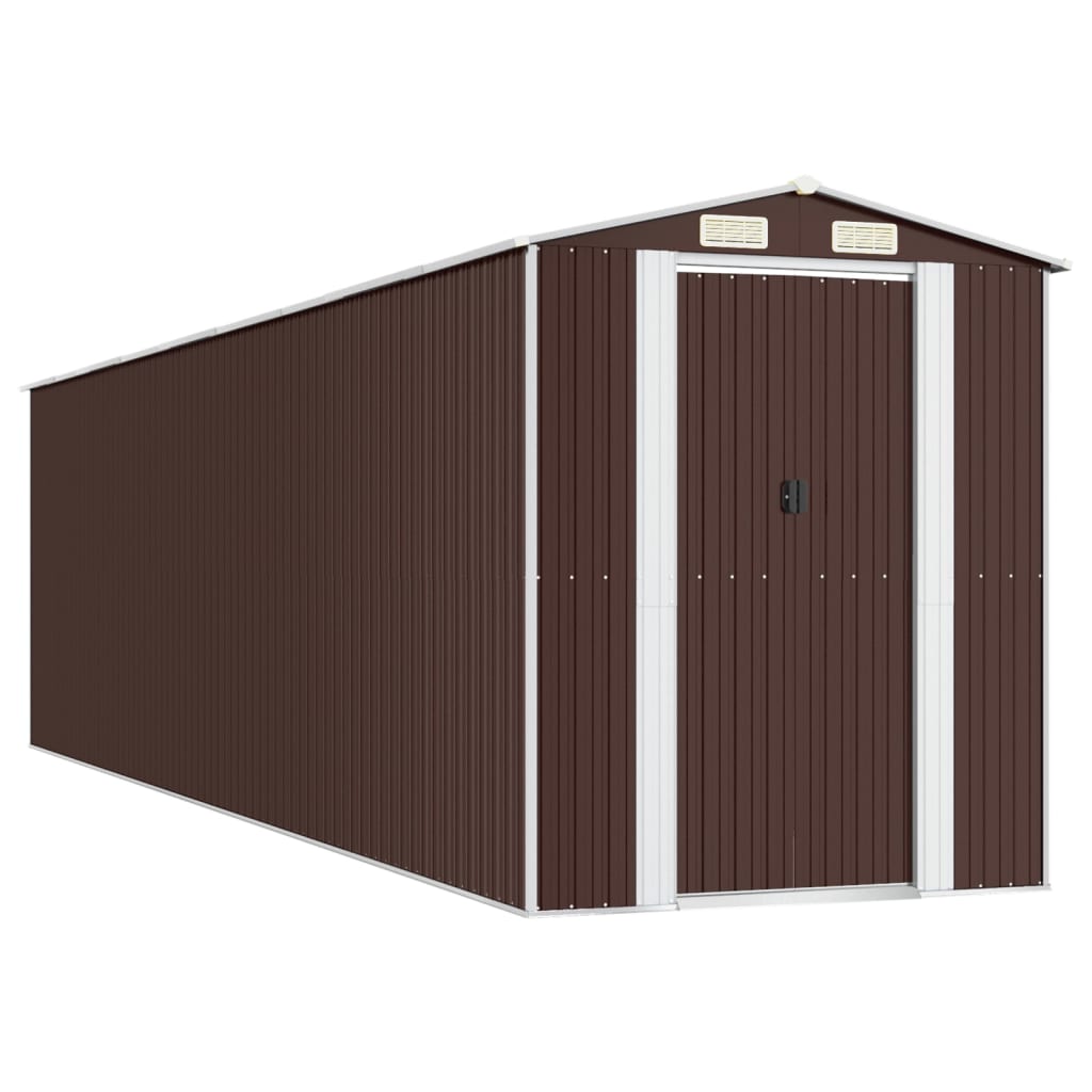 Vidaxl Garden Shed 192x772x223 cm verzinkter Stahl dunkelbraun