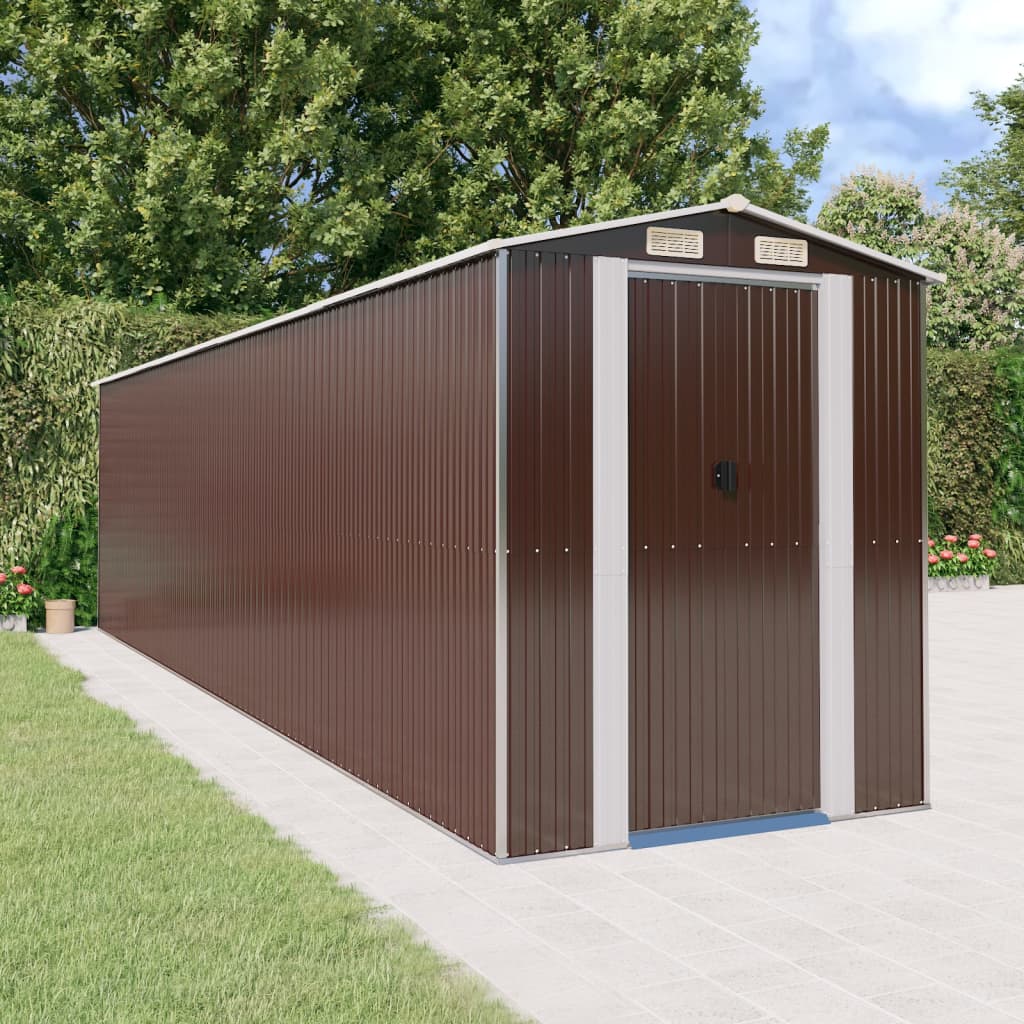 Vidaxl Garden Shed 192x772x223 cm de acero galvanizado marrón oscuro