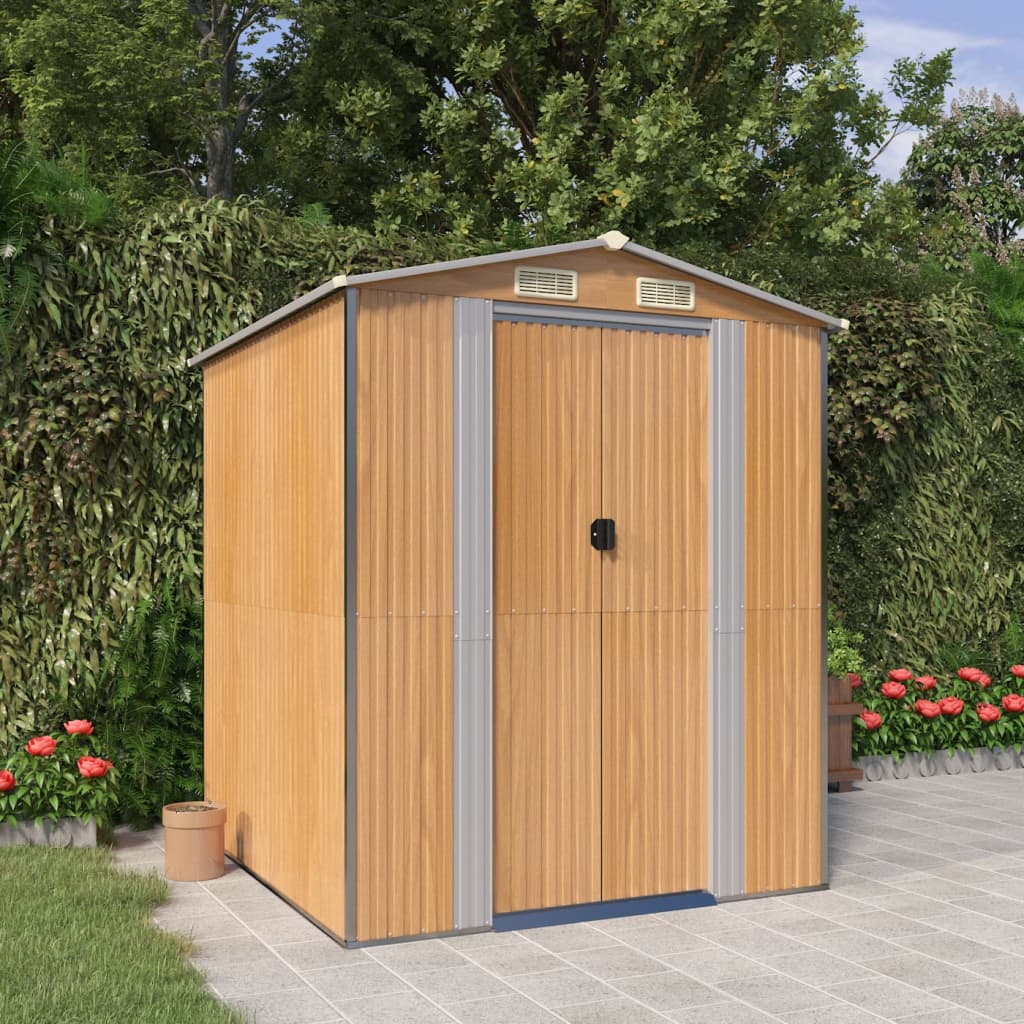 Vidaxl Garden Shed 192x191x223 cm galvaniseret stål lysebrun