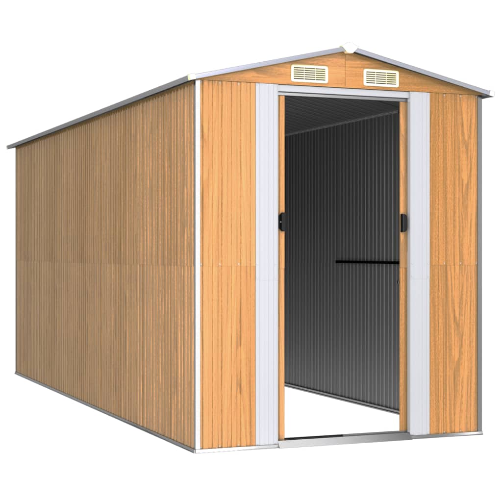 Vidaxl Garden Shed 192x440x223 cm verzinktes Stahlhellbraun