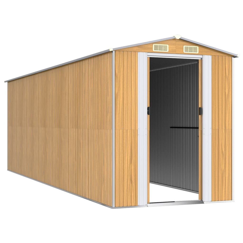 Vidaxl Garden Shed 192x606x223 cm ocynkowana stalowa jasnobrązowa