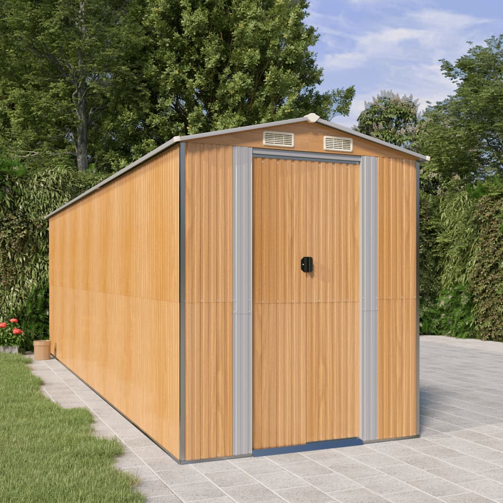 Vidaxl Garden Shed 192x606x223 cm galvanizovaná ocelová světle hnědá