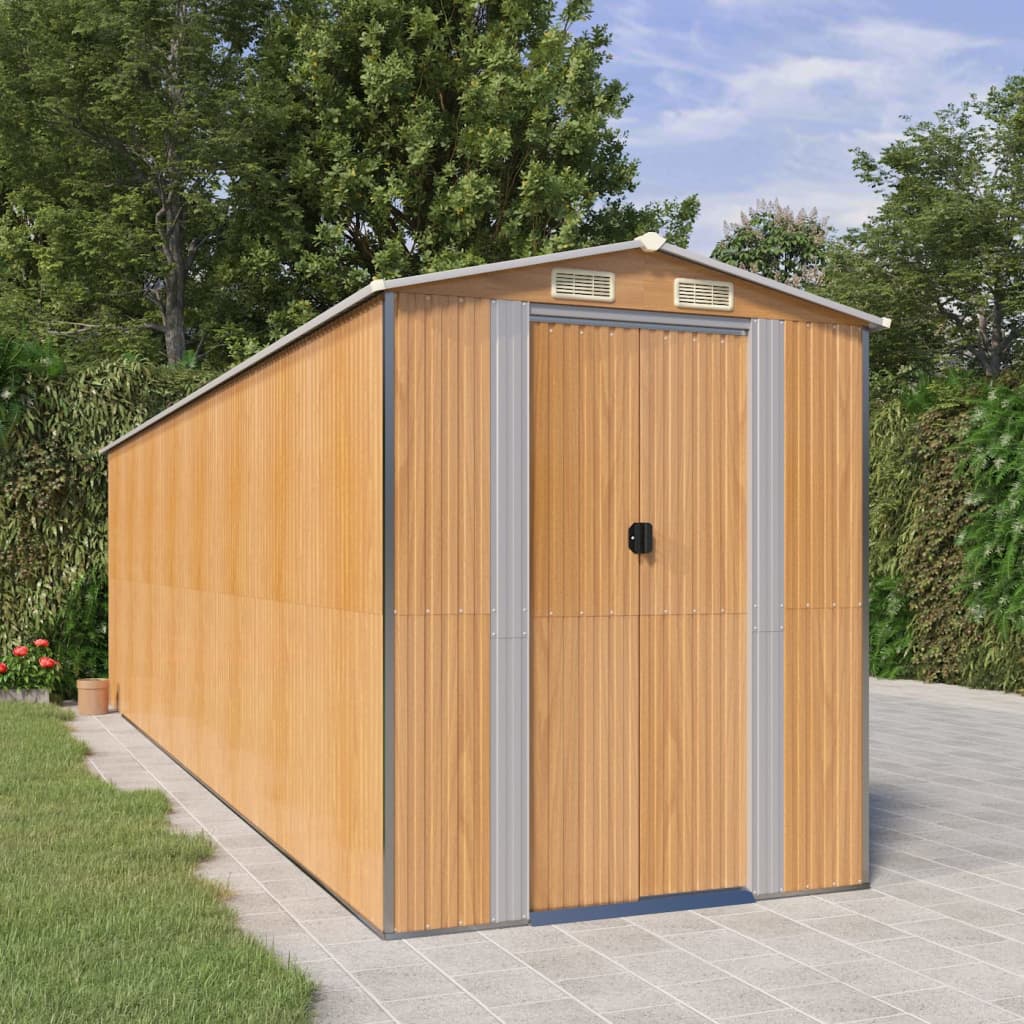 Vidaxl Garden Shed 192x689x223 cm galwanizowany stal jasnobrązowy