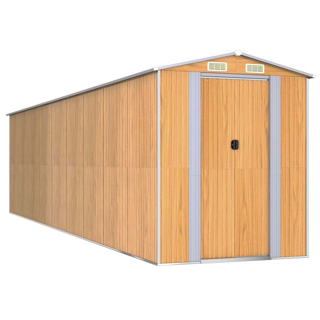 Vidaxl Garden Shed 192x772x223 cm Galvaniserat stålljusbrun