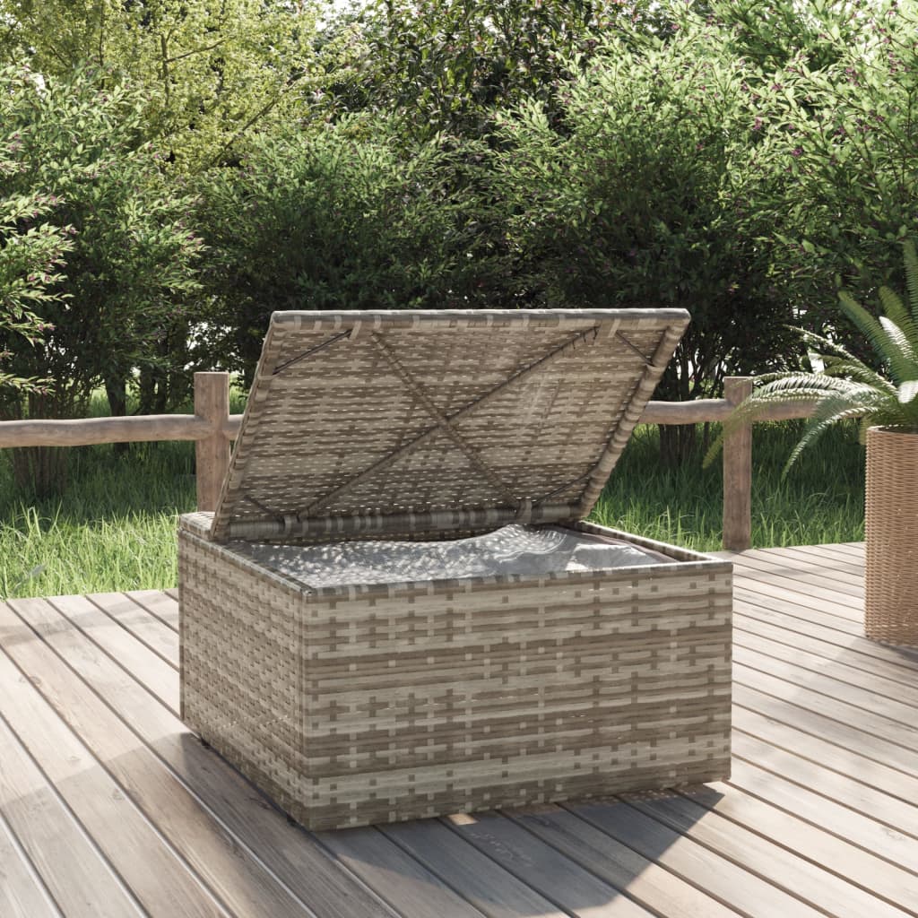 Vidaxl voetensteun met kussen 55x55x30 cm poly rattan grijs