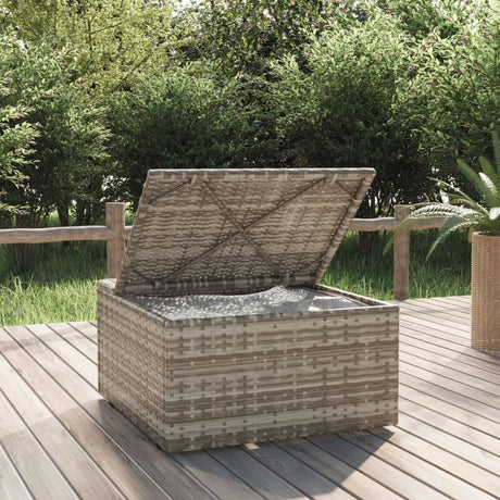 Vidaxl voetensteun met kussen 55x55x30 cm poly rattan grijs