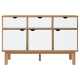 Vidaxl dressoir otta 114x43x73,5 cm massief grenenhout bruin en wit